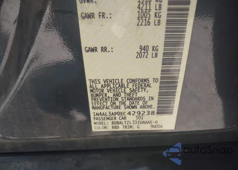 2014 Nissan Altima 2.5 Sv from USA, damaged, VIN 1N4AL3AP0EC429238